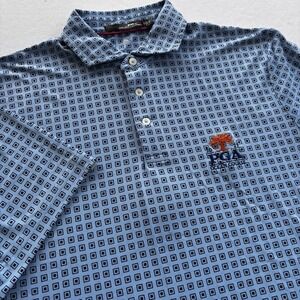 RLX Ralph Lauren PGA Ocean Course Blue Geo Print‎ Golf Polo Shirt Men's M